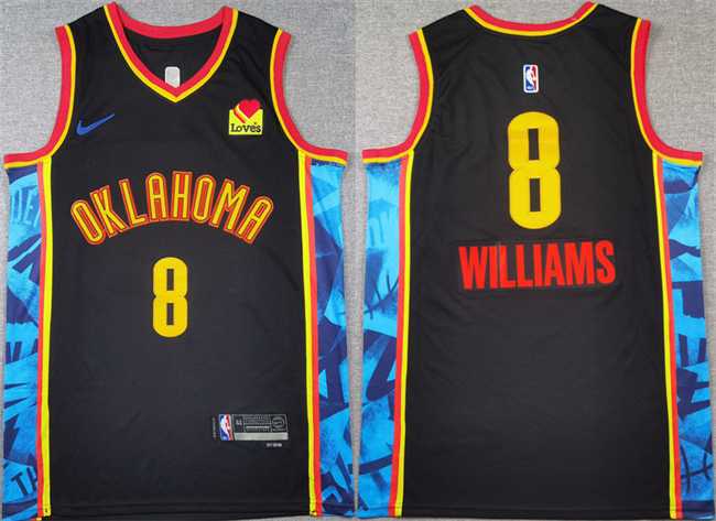 Mens Oklahoma City Thunder #8 Jalen Williams Black 2024-25 City Edition Stitched Basketball Jersey